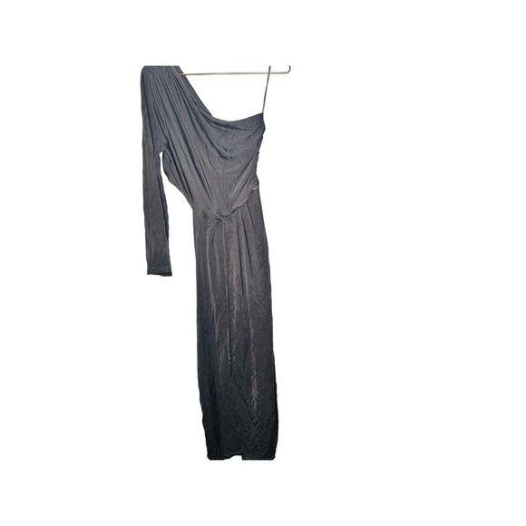 SOMETHING NAVY Black Jersey One Shoulder Long Sleeve Mid-Cutout Gown Medium - Picture 6 of 16
